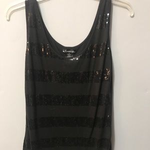 Black sequin striped top